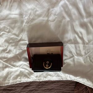 Coach Black Leather Wallet with Gold Hardware